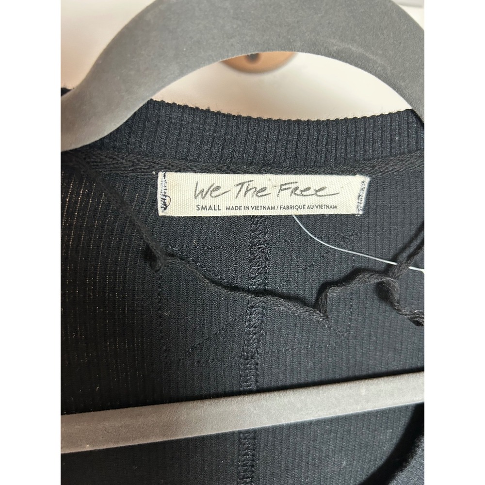 Free People We The Free Black Thermal Knit Longline Button Front Cardigan Small - Picture 4 of 6